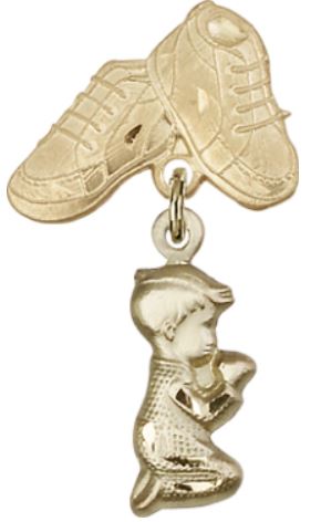 Baby Boots Pin with Baby Boy Charm, 14kt Gold Filled, # 66952
