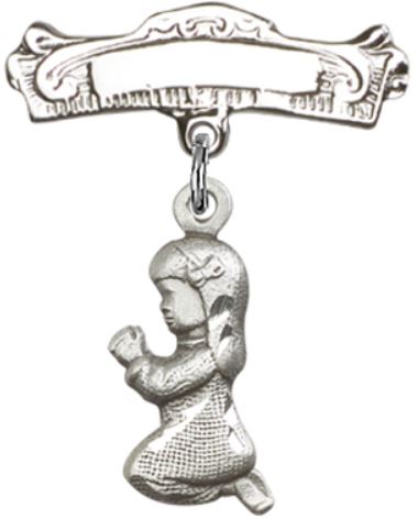 Baby Pin with Baby Girl Charm, Sterling Silver, # 66988