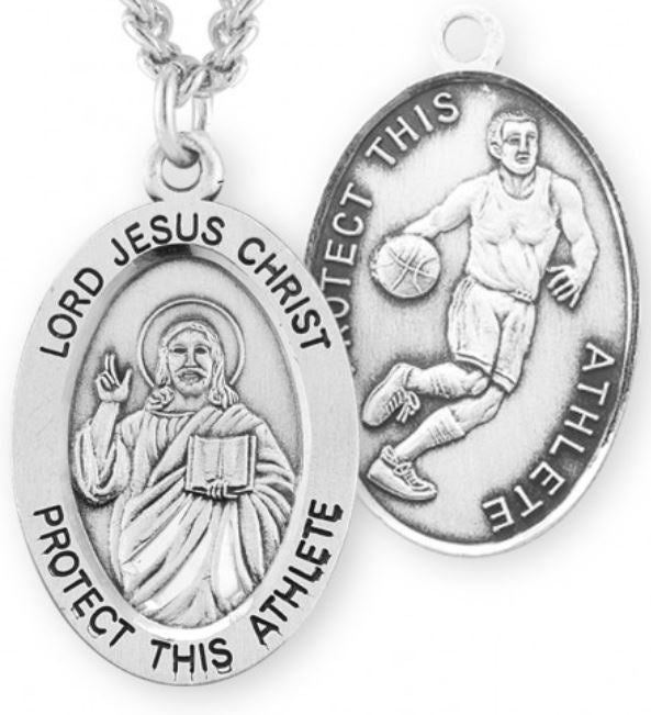 Christ / Basketball Medal, 15/16" Oval, Your Choice of Chain, # 6704
