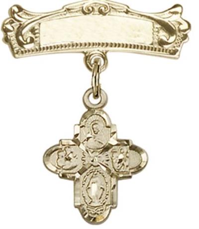 Baby Pin with 4-Way Charm, 14kt Gold Filled, # 67052
