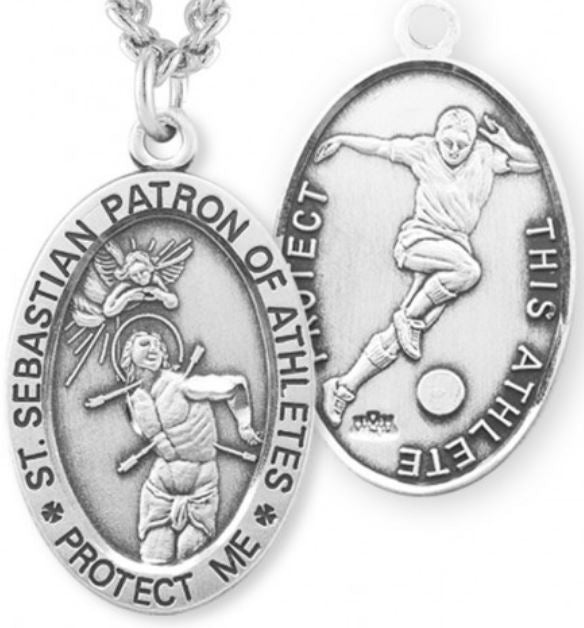 St. Sebastian / Soccer Medal, 15/16" Oval, Your Choice of Chain, # 6706