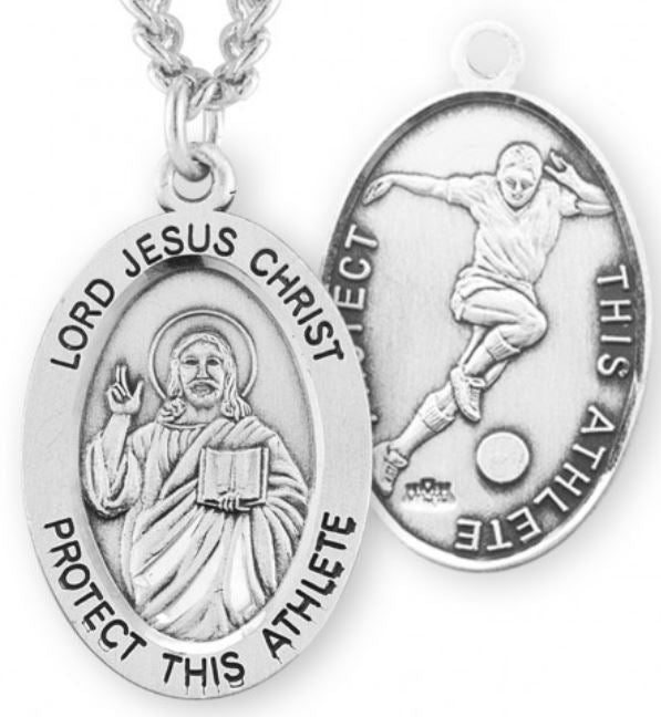 Christ / Soccer Medal, 15/16" Oval, Your Choice of Chain, # 6710