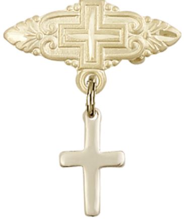 Baby Pin with Cross Charm, 14kt Gold Filled, # 67112