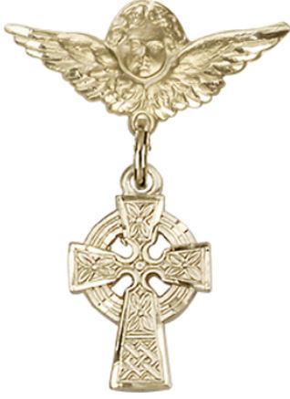Small Angel Pin with Celtic Cross Charm, 14kt Gold Filled, # 67124