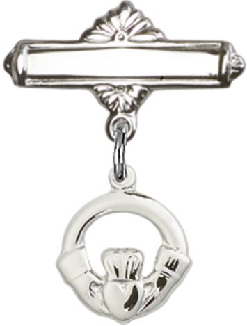 Baby Pin with Claddagh Charm, Sterling Silver, # 67150