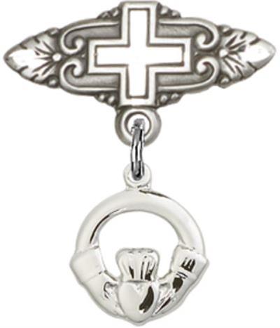 Baby Pin with Claddagh Charm, Sterling Silver, # 67153
