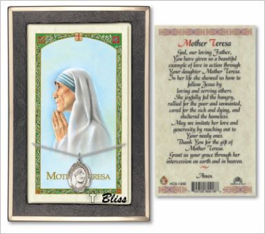 St. Teresa of Calcutta Medal with Prayer Card, gift boxed, Sterling Silver, # 67211