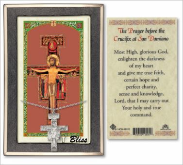 San Damiano Cross with Prayer Card, gift boxed, Sterling Silver, # 67212