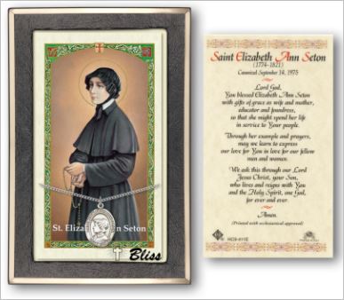 St. Elizabeth Ann Seton Medal with Prayer Card, Gift Boxed, Sterling Silver, # 67242