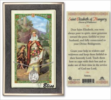 St. Elizabeth of Hungary Medal with Prayer Card, Gift Boxed, Sterling Silver, # 67243