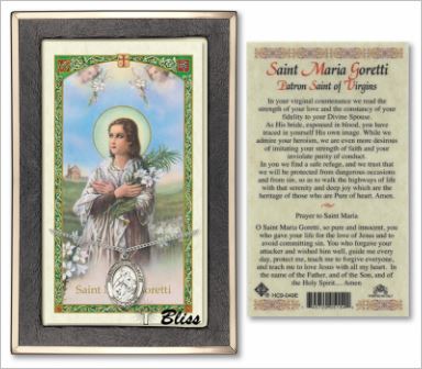 St. Maria Goretti Medal with Prayer Card, Gift Boxed, Sterling Silver, # 67253