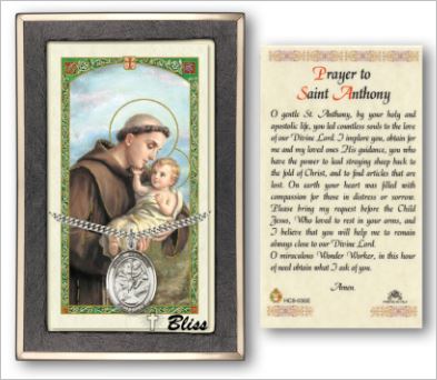 St. Anthony Medal with Prayer Card, Gift Boxed, Sterling Silver, # 67264