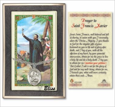 St. Francis Xavier Medal with Prayer Card, Gift Boxed, Sterling Silver, # 67282