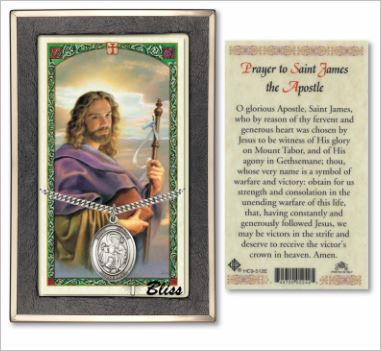 St. James the Apostle Medal with Prayer Card, Gift Boxed, Sterling Silver, # 67289