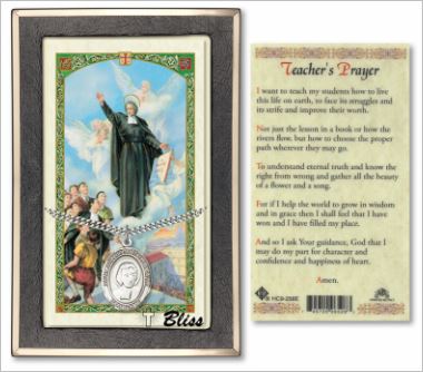 St. John Baptist de La Salle Medal with Prayer Card, Gift Boxed, Sterling Silver, # 67290