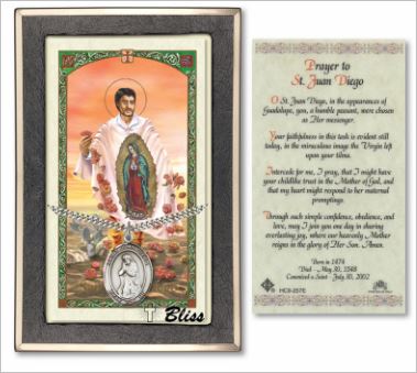 St. Juan Diego Medal with Prayer Card, Gift Boxed, Sterling Silver, # 67296