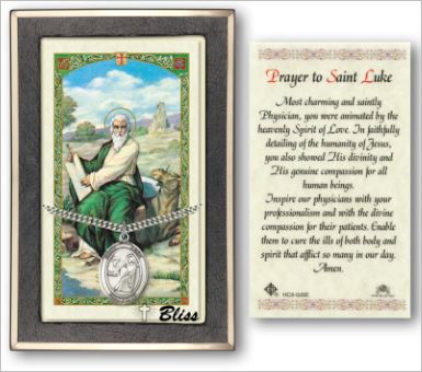 St. Luke Medal with Prayer Card, Gift Boxed, Sterling Silver, # 67305