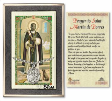 St. Martin de Porres Medal with Prayer Card, Gift Boxed, Sterling Silver, # 67307