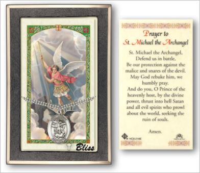 St. Michael Medal with Prayer Card, Gift Boxed, Sterling Silver, # 67311