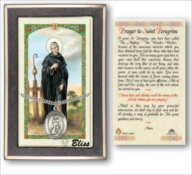 St. Peregrine Medal with Prayer Card, Gift Boxed, Sterling Silver, # 67317