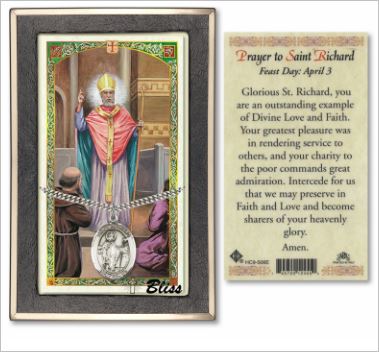 St. Richard Medal with Prayer Card, Gift Boxed, Sterling Silver, # 67324