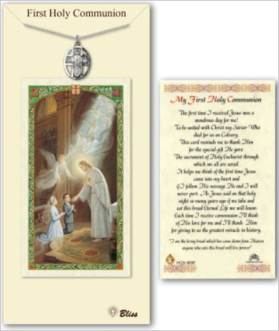 Communion Pewter Medal with Prayer Card, # 67337