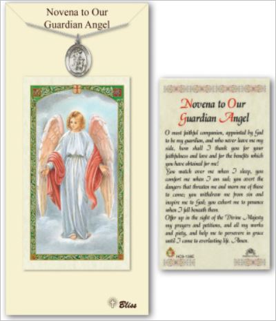 Guardian Angel Pewter Medal with Novena Prayer Card, # 67342