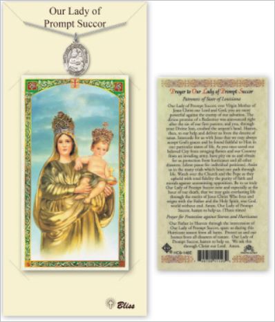Our Lady of Prompt Succor Pewter Medal with Prayer Card, # 67367
