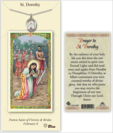 St. Dorothy Pewter Medal with Laminated Prayer Card, # 67379