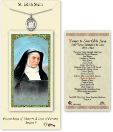 St. Edith Stein Pewter Medal with Laminated Prayer Card, # 67381
