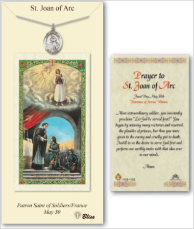 St. Joan of Arc Pewter Medal with Laminated Prayer Card, # 67387