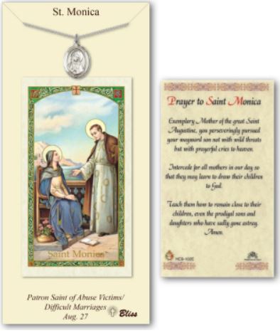 St. Monica Pewter Medal with Laminated Prayer Card, # 67396