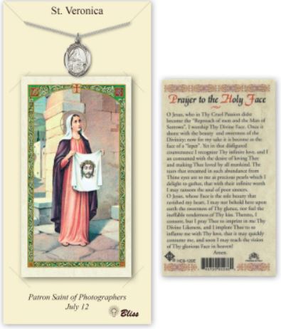 St. Veronica Pewter Medal with Laminated Prayer Card, # 67402