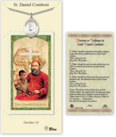 St. Daniel Comboni Pewter Medal with Laminated Prayer Card, # 67417