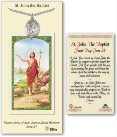 St. John the Baptist Pewter Medal with Laminated Prayer Card, # 67434