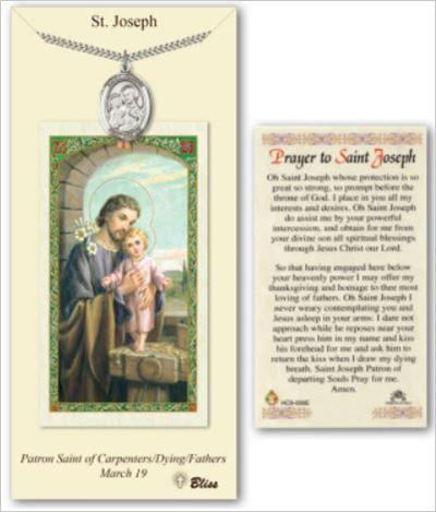 St. Joseph Pewter Medal with Laminated Prayer Card, # 67439