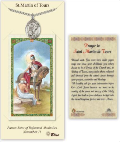 St. Martin of Tours Pewter Medal with Laminated Prayer Card, # 67448