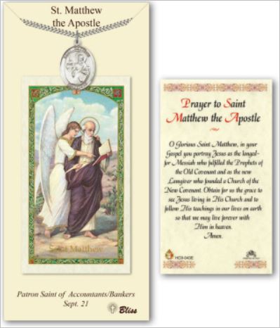St. Matthew the Apostle Pewter Medal with Laminated Prayer Card, # 67449