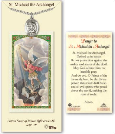 St. Michael Pewter Medal with Laminated Prayer Card, # 67451