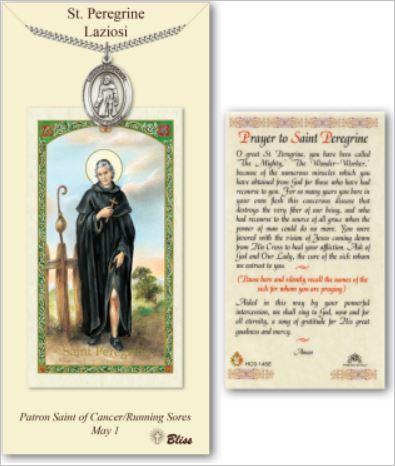 St. Peregrine Pewter Medal with Laminated Prayer Card, # 67457