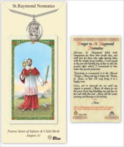 St. Raymond Nonnatus Pewter Medal with Laminated Prayer Card, # 67463