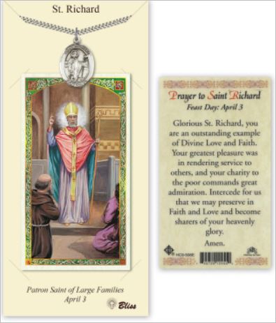 St. Richard Pewter Medal with Laminated Prayer Card, # 67464