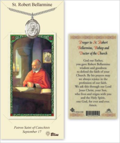 St. Robert Bellarmine Pewter Medal with Laminated Prayer Card, # 67465