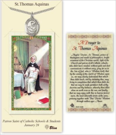 St. Thomas Aquinas Pewter Medal with Laminated Prayer Card, # 67468