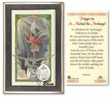 National Guard / St. Michael Medal with Prayer Card, 1" Sterling Silver, # 67493