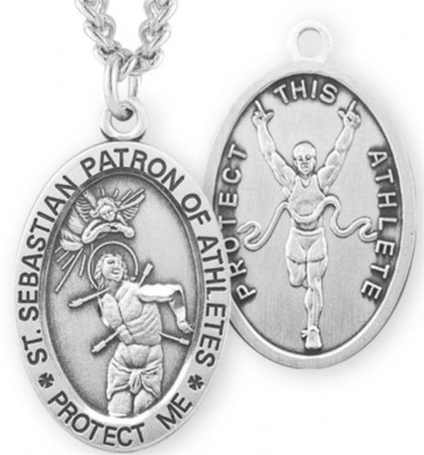 St. Sebastian / Track Medal, 15/16" Oval, Your Choice of Chain, # 6749