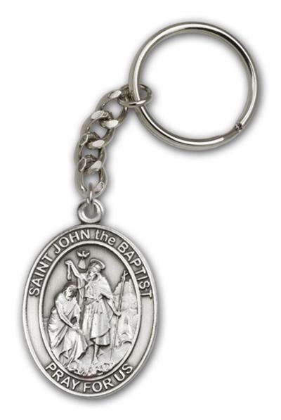 Keychain, St. John the Baptist, Silver Oxide Finished Pewter, 1-3/8" Medal, #98875