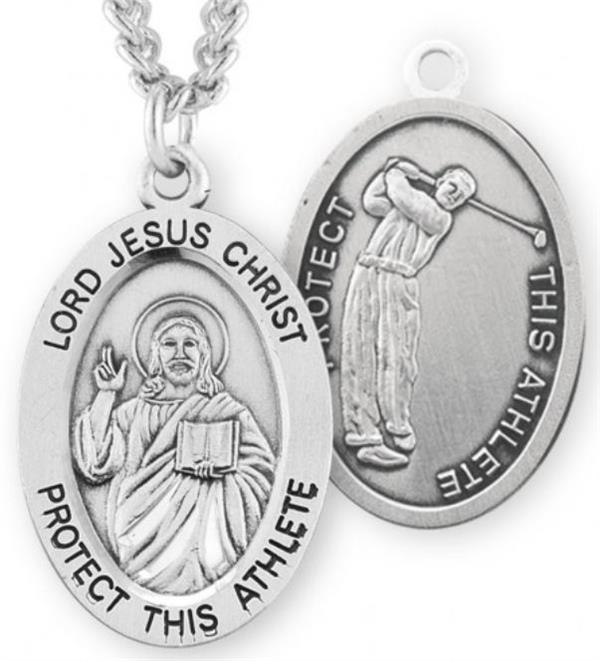 Christ / Golf Medal, 15/16" Oval, Your Choice of Chain, # 6757