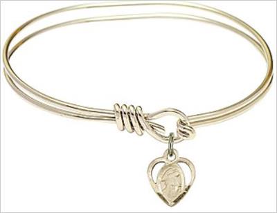 Oval Eye Hook Bangle Bracelet, 7", Hamilton Gold Finish, Angel Heart Charm, # 67586