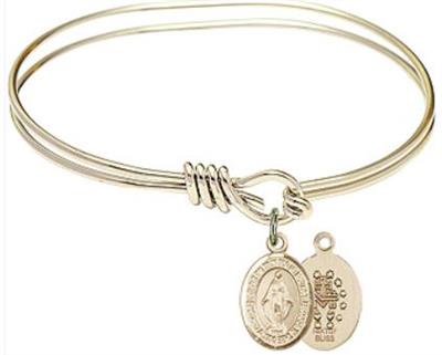 Oval Eye Hook Bangle Bracelet, 7", Hamilton Gold Finish, Miraculous Charm, # 67677